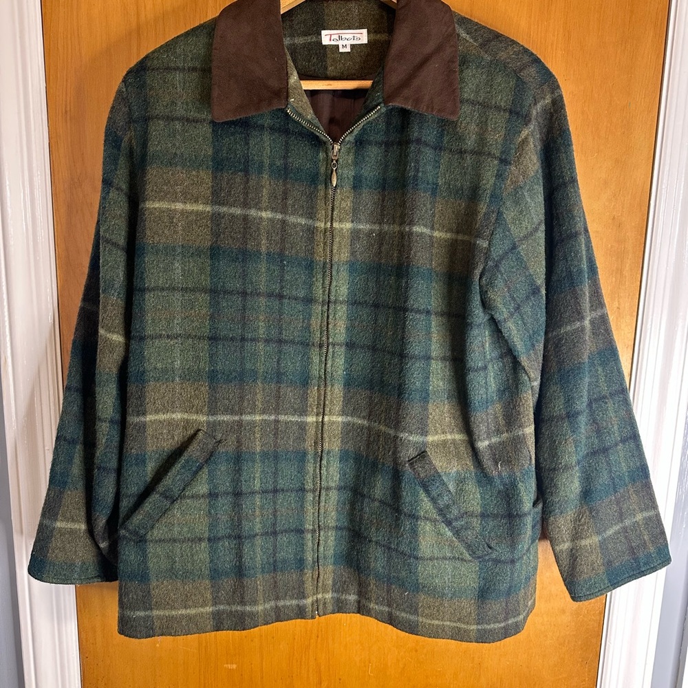 Talbots Men's Blue and Green Plaid Jacket